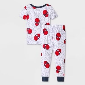 Kids Superhero Pajama Set - White and Red